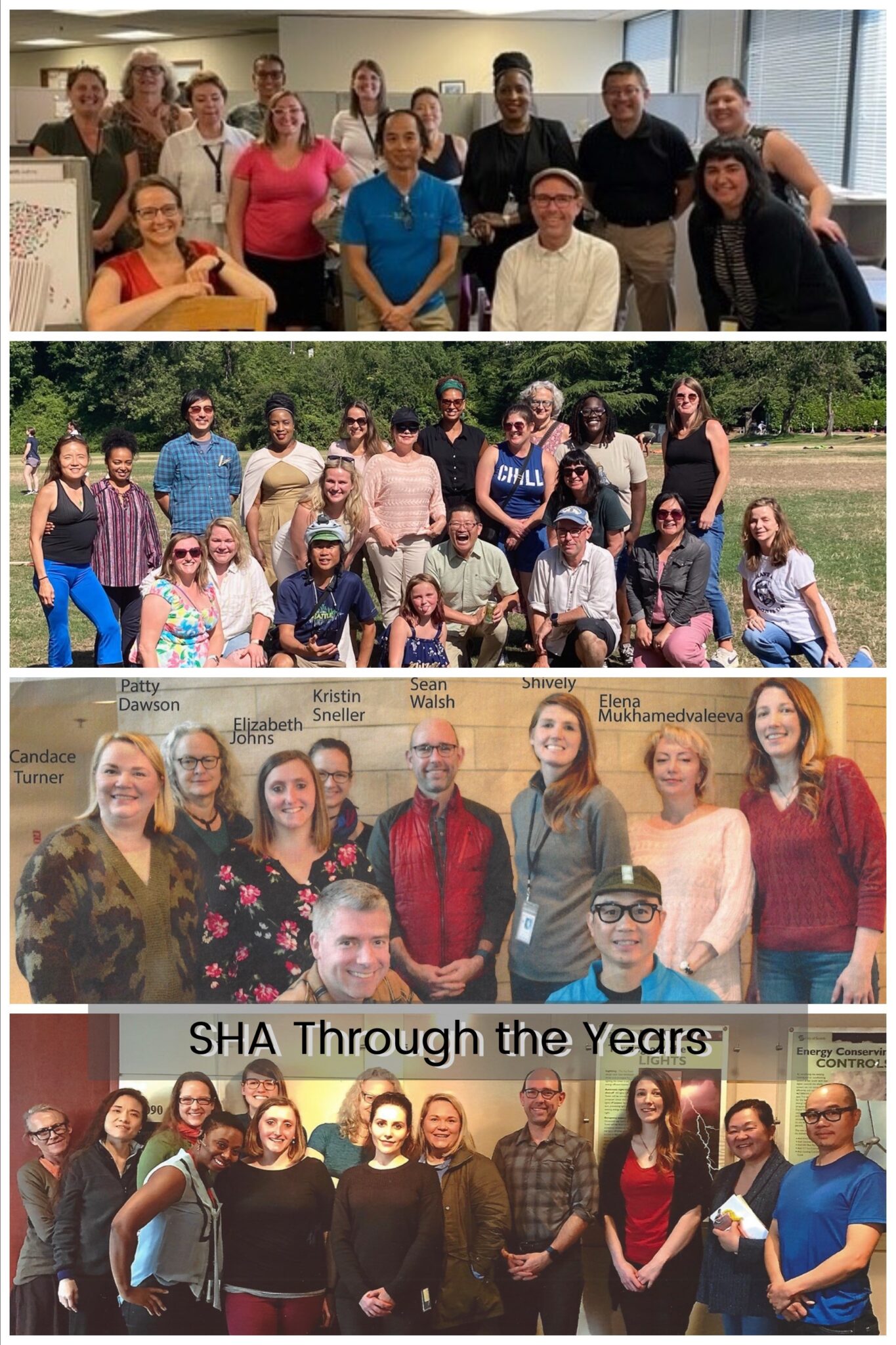SHA team photos over multiple years