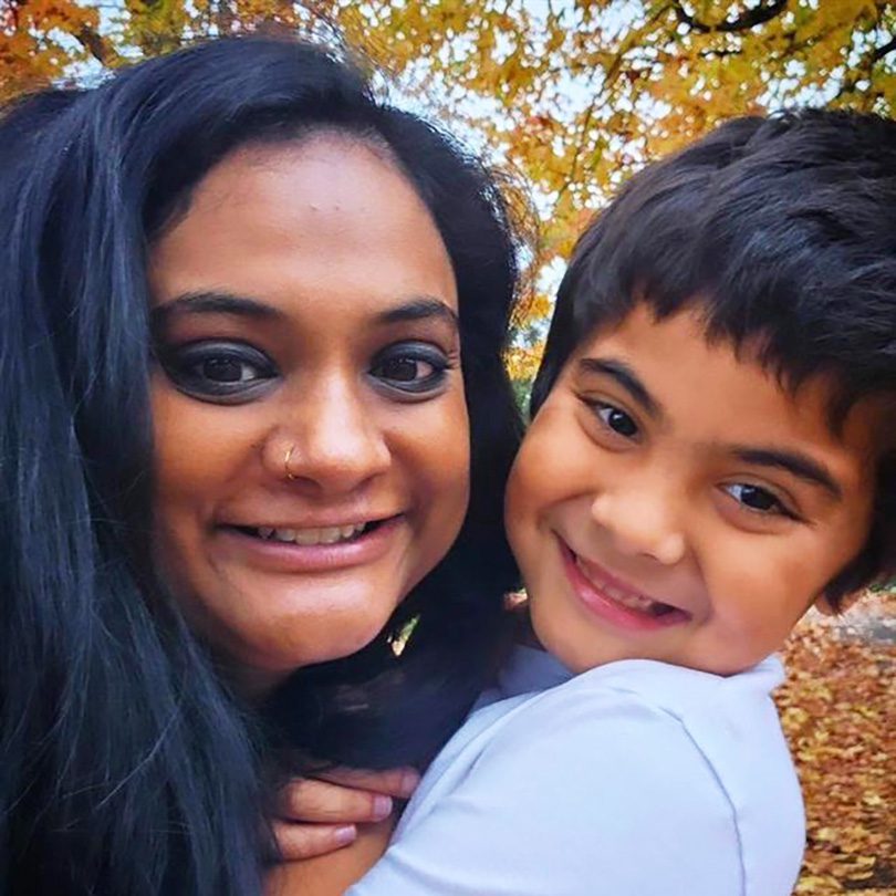Anjali and her youngest son.